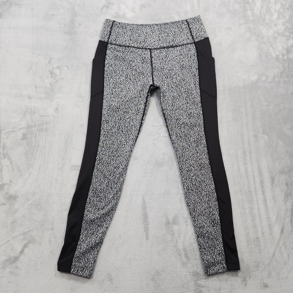 Avia Leggings Womens L Gray Colorblock Ankle High Rise Pockets Lined Yoga Gym